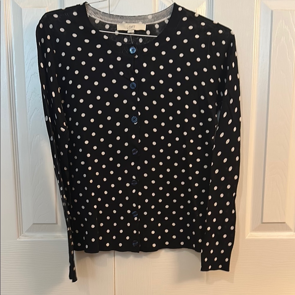 LOFT Black and White Polka Dot Sweater